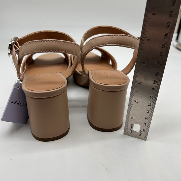 Aerosoles Cosmos Nude Leather Block Heel Platform Sandals Women's 5.5M NEW - Picture 4 of 11